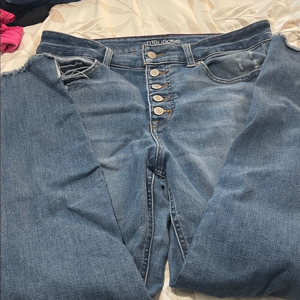 Maurices High Rise Button-Up Blue Jeans